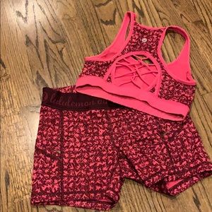 Lululemon Sports Bra/Shorts Set Pink Size 4